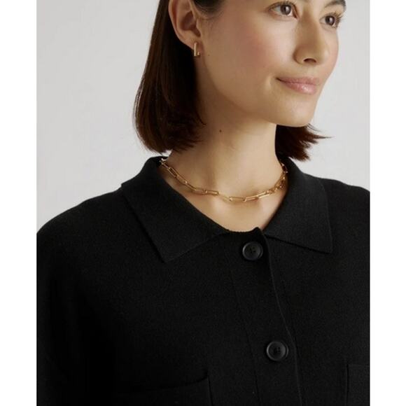 Quince Eco-knit Milano Stitch Oversized Shirt Jacket Black Size M - Picture 5 of 5